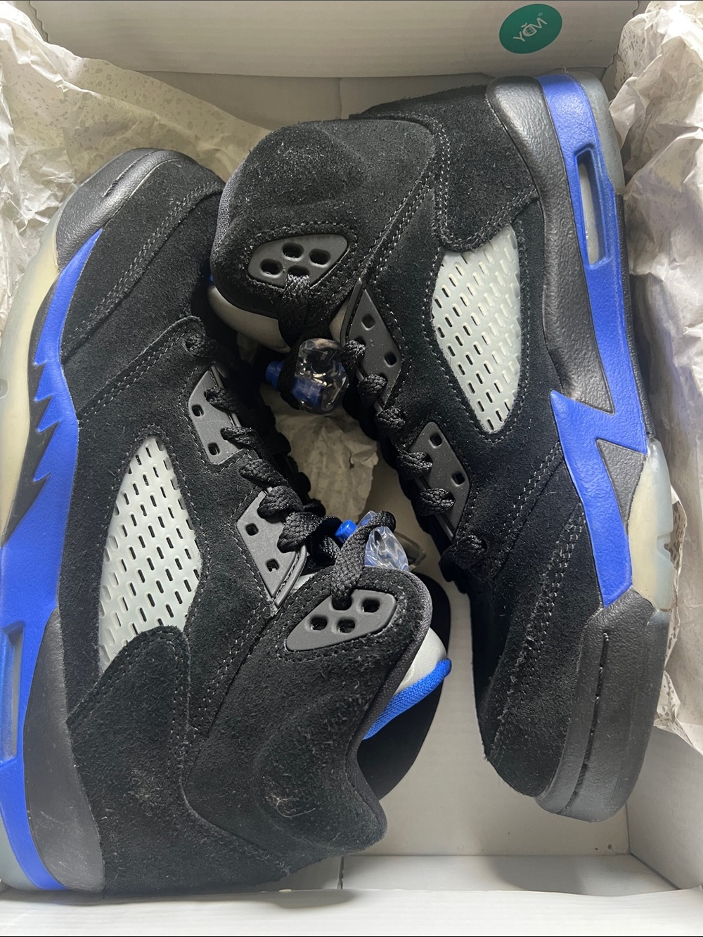 Nike Kids Black and Royal Blue Suede Sneakers